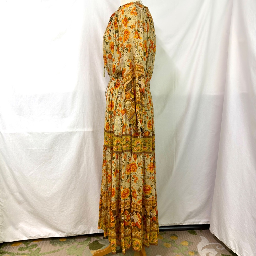 Spell & The Gypsy Collective Sand Seashell Gown Mermaid Tiered Maxi Dress L Boho - Picture 8 of 14